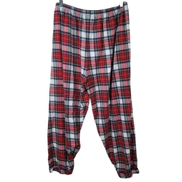 Victoria's Secret Flannel Pajama Set Red Plaid Large Cotton Button Long Pant VTG - Picture 11 of 13